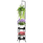 RINBOU Hanging Plant Stand Indoor Outdoor, Space-Saving Corner Metal Plant Shelf 3 Potted Flower Pot Stand, 2 Tier 61" Tall Modern Planter Holder for Patio Garden Balcony Living Room Bedroom, Black