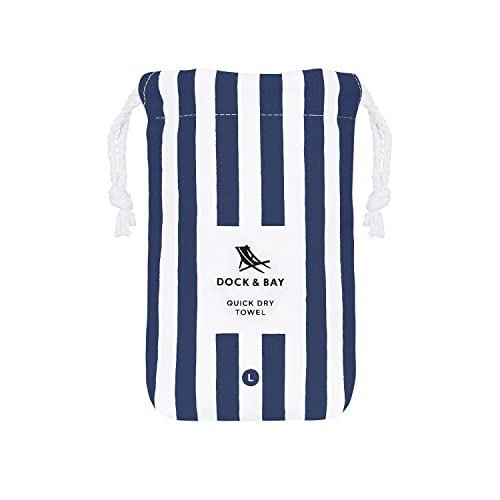 Dock & Bay Beach Towel - Quick Dry, Sand Free - Compact, Lightweight - 100% Recycled - Includes Bag - Cabana - Whitsunday Blue - Large (160x90cm, 63x35) - color: Cabana - Whitsunday Blue, size: Large (160x90cm, 63x35")