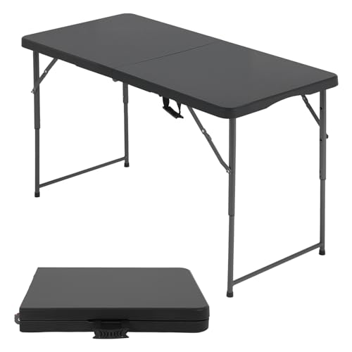 FDW 4FT Folding Table Half Portable Foldable Table Picnic Table for Office Home Camping Party (Black, 4 FT) - color: Black, size: 4 FT