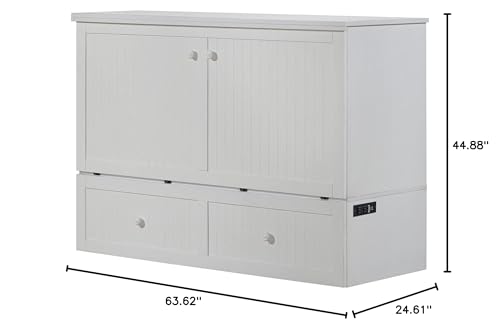 Mega Solutions Murphybedz Tuscany Murphy Cabinet Chest Bed with Charging Station 6 Inch (White, Queen) - color: White, size: Queen (U.S. Standard)