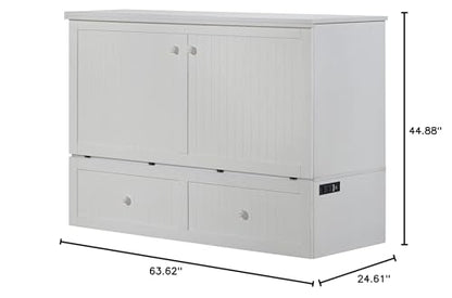 Mega Solutions Murphybedz Tuscany Murphy Cabinet Chest Bed with Charging Station 6 Inch (White, Queen) - color: White, size: Queen (U.S. Standard)