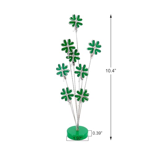 8-Branch Family Tree Picture Frame Holder, Card Photo Clips Holder Desk Stand for Memo Paper Note Photo Christmas Wedding Card Display (Green Clover) - style: Clover