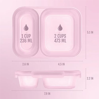 Ello Snap & Nest 10-Piece 3 Cup Plastic Divided Meal Prep Set, Reusable Food Containers for Healthy Eating, Freezer, Dishwasher Safe, Berry Fields - color: Berry Fields, size: Divided Meal Prep