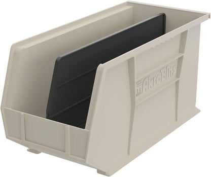 Akro-Mils 30265 AkroBins Plastic Storage Bins, Space-Saving Stackable Bins for Garage, Pantry, Craft Organization, 18-Inch x 8.25-Inch x 9-Inch, Stone, 6-Pack - color: Stone