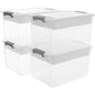 Citylife 32 QT Plastic Storage Bins with Removable Tray Large Stackable Storage Containers for Organizing Craft Storage and Storage Craft, Clothes, Files, Office Supplies, 4 Packs - size: 32 Qt- 4 Pack