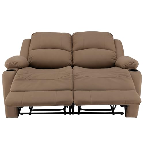 Camper Comfort Faux Suede Leather Reclining Chair, Cappuccino, 58" Wide x 41" Tall x 30" Deep, Wall Hugging Fit for RVs - color: Cappuccino, style: Manual