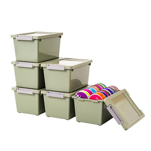 IRIS USA 4 Qt. Craft Storage Bins with Lids, 6-Pack, |Made in USA|, Clip Box, Small Plastic Sensory Bin Tote Organizer Containers for Art Supplies, Paper, & Office, Stackable - Sage Green - color: Sage Green, size: 4 Qt. - 6 Pack