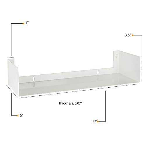 Wallniture Bali White Bookshelf and CD DVD Storage Shelf Set of 4, Metal Floating Book Shelves for Wall - color: White