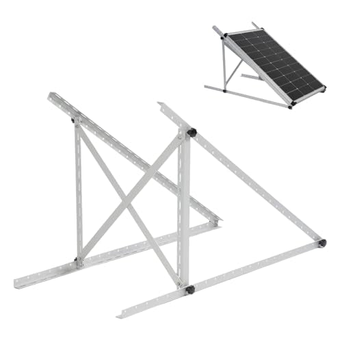 45" Solar Panel Mount Brackets Adjustable Solar Panel Tilt Mount Brackets for 100-400 Watts Solar Panel 2400Pa Windproof for Roof, RV, Ground, Boat and Off-Grid (Brackets with Cross Beams) - color: Upgrade silver