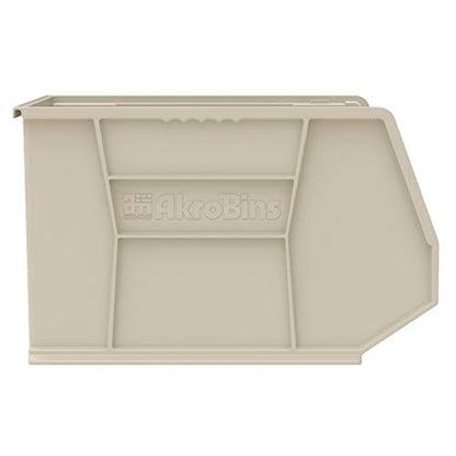 Akro-Mils 30270 AkroBins Plastic Storage Bins, Space-Saving Stackable Bins for Garage, Pantry, Craft Organization, 18" x 16" x 11", Stone, 3-Pack - color: Stone
