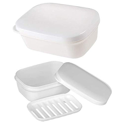LENITH Travel Soap Dish Soap Case Holder Portable Clear Soap Container Box Bathroom/Gym Shower/Outdoor Camping (Square White) - color: Square White