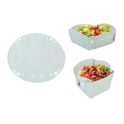 Camping Bowl Collapsible Silicone Bowl Portable Camping Tableware Folding Picnic Bowl for Travel Camping Fridge Food Storage - color: Light Blue