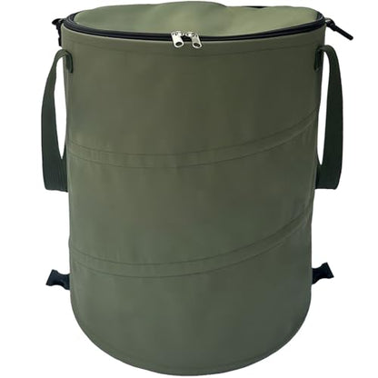 Pop up Camping Trash can with lid,Collapsible 24 Gallons Trash can with Sorting Clips,Garden Garbage Bag with Lid,Lawn and Leaf Bags - Reusable Yard Waste Bags (Green) - color: Green