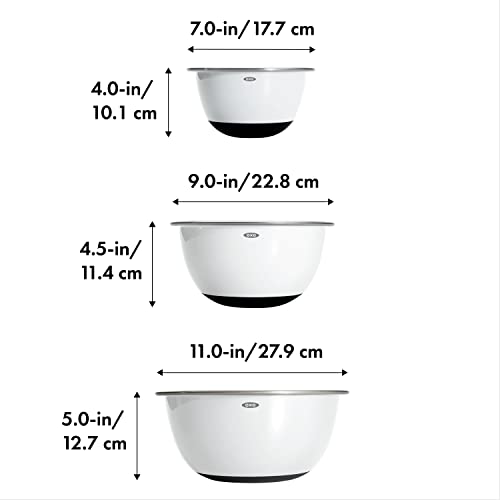 OXO Good Grips 3-Piece Stainless-Steel Mixing Bowl Set - color: White