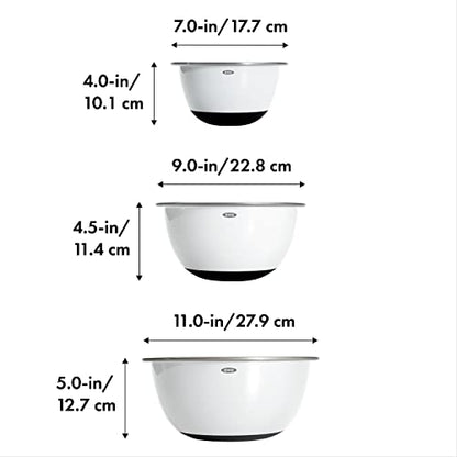 OXO Good Grips 3-Piece Stainless-Steel Mixing Bowl Set - color: White