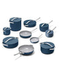 Caraway 24-Piece Nonstick Ceramic Cookware Set - Includes Fry Pans, Sauce, Sauté Pan, Dutch Oven, Petite Cooker, Stir Fry, Rondeau, Stock Pot, Lids & Storage Organizers - Navy - size: 24pc Set