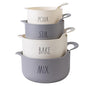 Rae Dunn Non-Slip Mixing Bowls - 4 Piece Nesting Plastic Mixing Bowl Set with Pour Spouts and Handles-Measurement Markings (Grey) - color: Gray