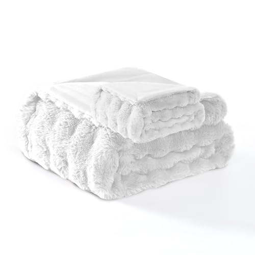 Modern Threads Water-Resistant Faux Rabbit Fur Pet Blanket for Dogs & Cats – Ultra-Soft Couch, Bed & Crate Protector, 50x60 White - color: White, size: 50x60"