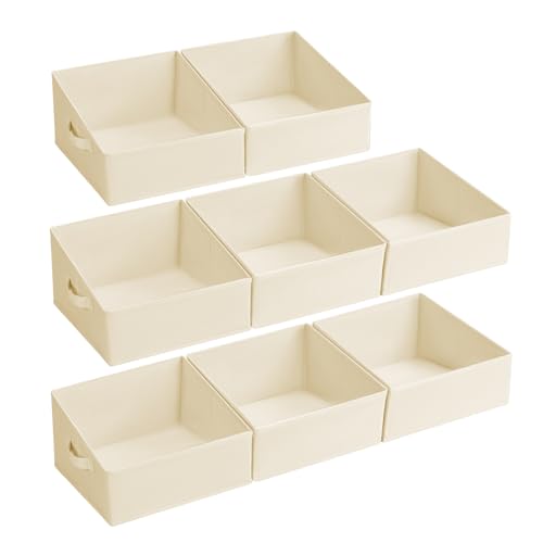 DIMJ Closet Storage Bins 8 Pack - Fabric Trapezoid Closet Organizer Bin, Foldable Storage Baskets for Shelves, Closet Shelf Organizer, Clothing Storage Box for Toys, Books, Towel, Clothes - color: Beige, size: 8 Bins 11.4"x11.4"x7.8"