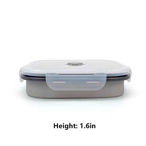 CARTINTS Large 1200ml Collapsible Bowls with Lids, Silicone Food Storage Containers, Space-Saving Meal Prep Containers For Kitchen and Outdoors Camping, Set of 3, Grey - color: grey
