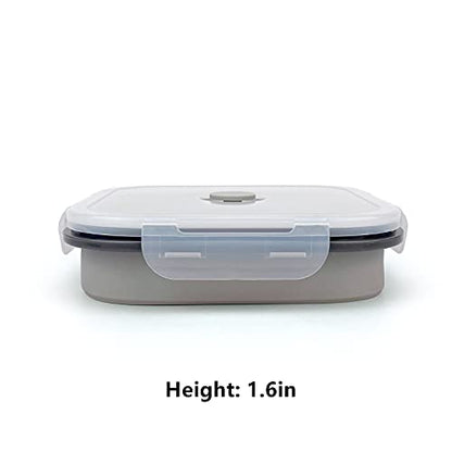 CARTINTS Large 1200ml Collapsible Bowls with Lids, Silicone Food Storage Containers, Space-Saving Meal Prep Containers For Kitchen and Outdoors Camping, Set of 3, Grey - color: grey