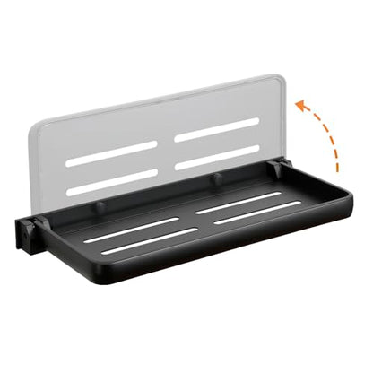 RV Fold-Down Wall Shelf - 12 Inch Space Saving Small Folding Shelf | Wall Mount Storage for RV, Laundry Room, Bathroom, Kitchen | Waterproof Rustproof Aluminum (Black)