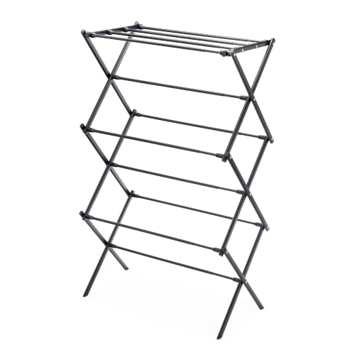 Whitmor Foldable Clothes Drying Rack, Collapsible Laundry Drying Rack with X-Shaped Stable Frame, Rust-Resistant Metal Air Drying Rack for Indoor & Outdoor Use, Black - color: Black 35.5" L X 14.50" W X 45.2" H