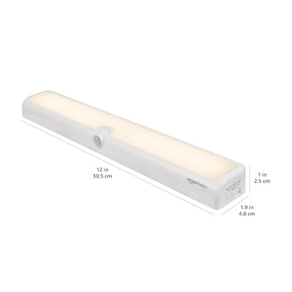 Amazon Basics LED Motion Sensor Light Bar, USB/Battery Operated, 250 Lumens, 12 Inches, Swivel, Under Cabinet Lighting for Closet, Kitchen, 2-Pack, White - style: LED Light Bar, Sensing Swivel