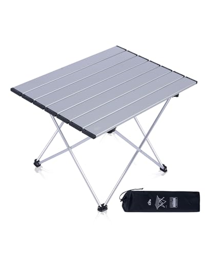 iClimb Ultralight Compact Camping Folding Table with Carry Bag (Silver - L) - color: Silver, size: Large