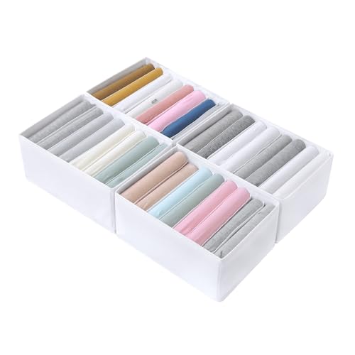 Qozary 4 Pack Drawer Organizers for Clothing, 8 Grids Foldable Closet Organizers and Storage Bins for Bedroom, Dresser Organizer Boxes for Thin T-shirts, Tank Tops (White, Upgrade Height) - color: White, size: Tall