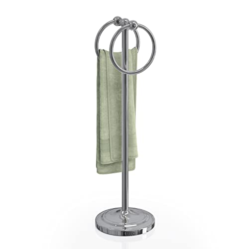 BGL Fingertip Towel Holder Stand Hand Towel Ring for Bathroom or Kitchen Vanity Countertops to Store Hand Towels Washcloths or dishcloths - 2 Hanging Rings?17" High-Chrome - color: Chrome