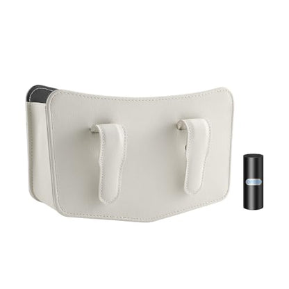 Car Trash Can Small Leather Vehicle Trash Bin Car Dustbin Garbage Organizer Holder with Trash Bag Foldable Mini Cars Storage Bag Container for Auto SUV Van Trucks (White,Clip on) - color: white, style: clip on