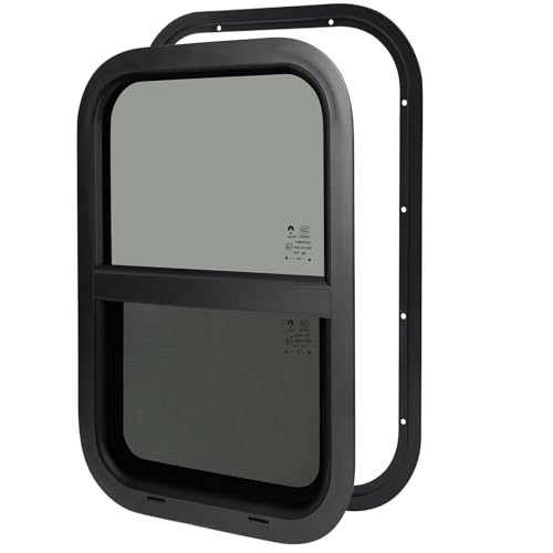 RV Camper Windows,RV Windows for Cargo Trailer Utility Travel Trailer Cargo Van Truck SUV 12"W x 24"H, Vertical Sliding Replacement Fit 15/16" or 1-3/8" Thick Wall,Allow Error 1/16",DOT Approved - size: 12"W x 24"H