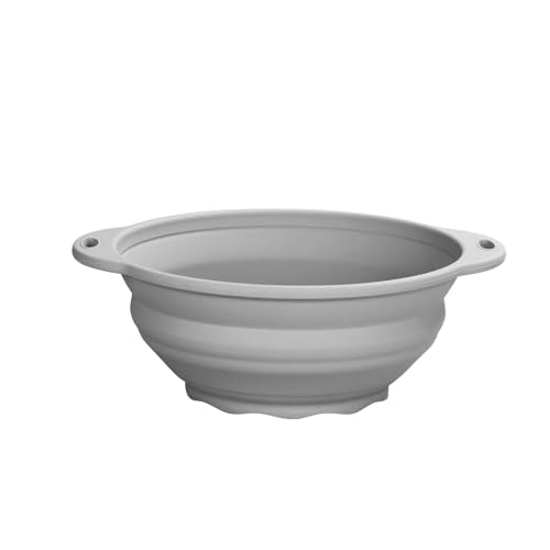 Collapsible Silicone Mixing Bowl - 1800ml(60 fl oz) - BPA Free, Dishwasher Safe, Non-Slip Base Space Saving for Kitchen, Camping & Travel (Blue) - color: Gray