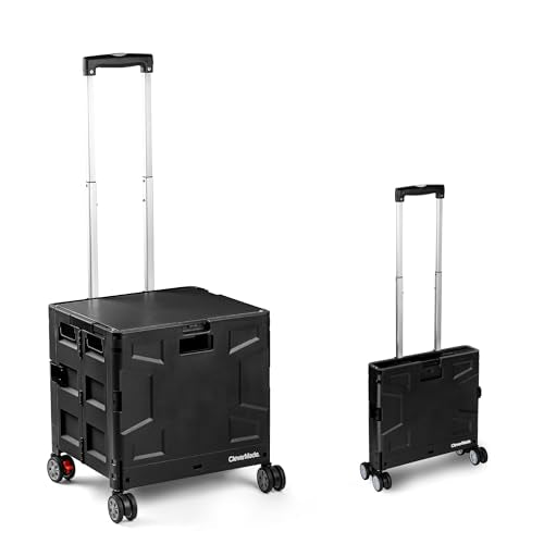 CleverMade Collapsible Wheeled Crate, 35L Capacity, 4 Double Wheels, Foldable with Lid, Black - color: Black, size: 35L - 4 Wheels