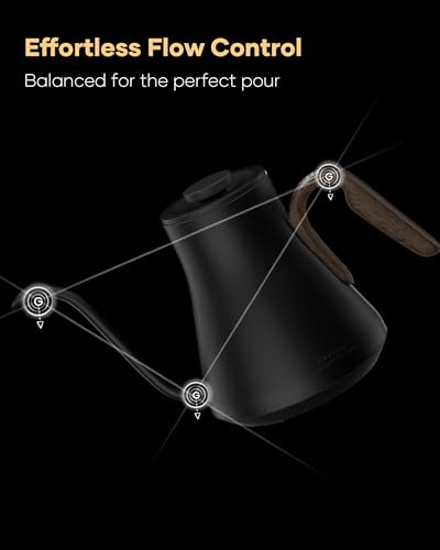 Cocinare Gooseneck Electric Kettle, ±1°F Precise Temperature Control, 1500W Fast Heating, Pour Over Coffee & Tea Kettle with Brew Timer & Keep Warm, Stainless Steel, 0.9L (Goya Walnut) - color: Goya Walnut