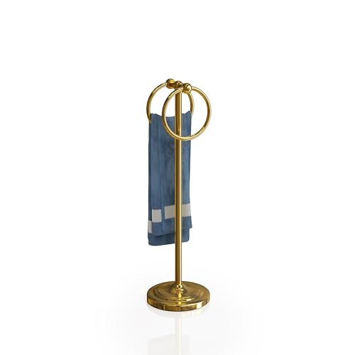 BGL Fingertip Towel Holder Stand Hand Towel Ring for Bathroom or Kitchen Vanity Countertops to Store Hand Towels Washcloths or dishcloths - 2 Hanging Rings,Gold… - color: Gold