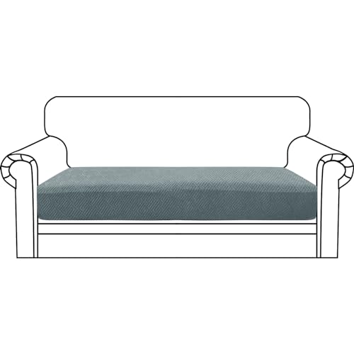 ZNSAYOTX Stretch Cushion Covers Sofa Loveseat Cushion Couch Seat Covers Slipcovers Soft Replacement Unique Pattern Furniture Protector with Elastic Bottom (Light Gray, 1 Pc 2-Seat Cushion Cover) - color: Light Gray, size: 1 Cushion Loveseat