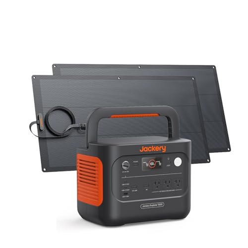 Jackery Solar Generator 1000 v2 with 2x100W Light Solar Panels,1070Wh Portable Power Station,LiFePO4 Battery, 1500W AC Output, Flexible&Lightweight Solar Kit for RV,Balcony,Camping, Emergency Backup - style: E1000v2+100W Lightx2