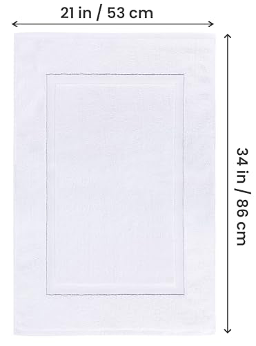 Utopia Towels Cotton Banded Rug, Bath Mats, Not a Bathroom Rug, 21 by 34 Inches, 100% Ring Spun Cotton, Highly Absorbent Shower Bathroom Floor Mat, White, 2 Pack - color: White