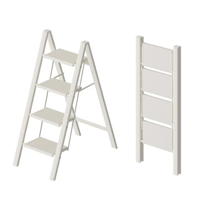 HillhutApex 4 Step Ladder, Lightweight Foldable 4 Step Stool with Anti-Slip Wide Pedal, 330lbs Capacity Aluminum Ladder for Household,Office,Garage(White) - color: White, size: 4 Step