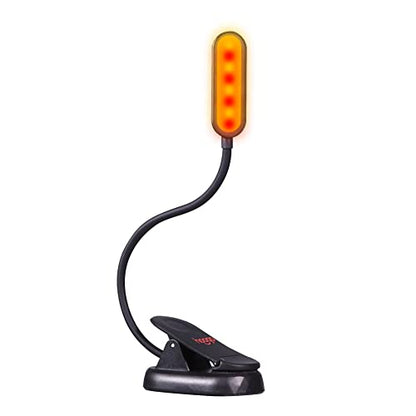 hooga Amber Book Light – Blue Light Blocking Reading Light for Bed, Stepless Dimming, Rechargeable Clip-On Night Light, 1600K Amber & 625nm Red LED for Night Reading - color: Dual Red & Amber