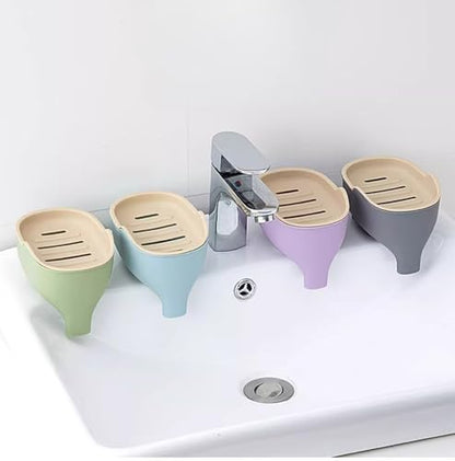 Cute Elephant Soap Dish Holder Tray Plastic Sink Self Draining Suitable for Kitchen Bathroom Bar Shower Bath Kitsch Large Shelf Drainage,Gray - color: C-gray