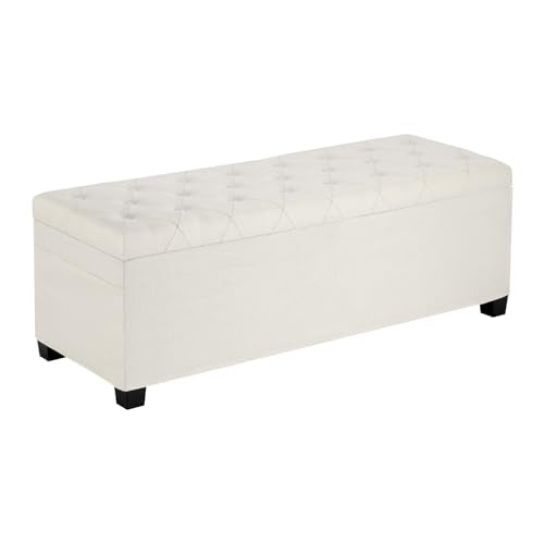 VEVOR Storage Ottoman Bench, End of Bed Bench with 2 Side Bags, Fabric Upholstered with Metal Frame, Toy Box Storage, Bed Benches for Foot of Bed, Bench for Entryway, Living Room, Playroom, Beige - color: Beige, style: Metal Frame - Rectangle