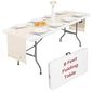 8 Foot Folding Table Portable, 8FT Folding Dining Table for Indoor Outdoor, Heavy Duty Fold-in-Half Plastic Long Large Rectangular Utility Card Tables for Picnic Camping Party, 95x29 inch - size: 8 FT