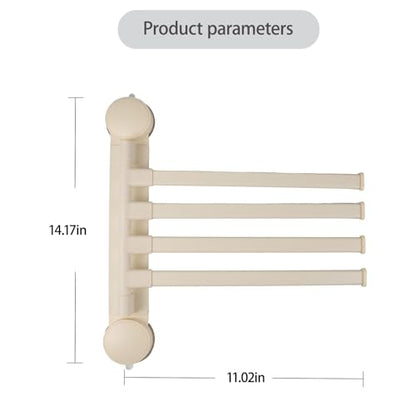 Towel Rack Suction Cup Clothes Drying Rack - Foldable Wall-Mounted Laundry Hanger for Bathroom, Balcony, Kitchen - Space-Saving, No Drilling, Sturdy（White