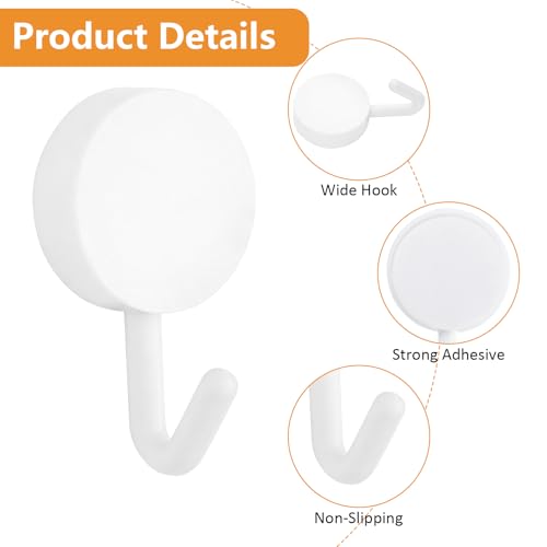 MOROBOR 20pcs Plastic Self Adhesive Hooks, Black＆White Plastic Heavy Sticky Hooks, Removable Wall Hangers for Bathroom, Kitchen, Office, Closet, Glass - color: White Black Mixed