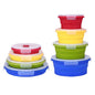 RoseFlower 4PCS Collapsible Bowl Sets, Portable Round Silicone Collapsible Bowls for Camping, Camping Dishes with Lids for Dishwasher, Freezer, Microwave Safe Containers, Camping Essential
