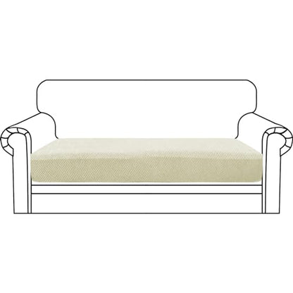 ZNSAYOTX Stretch Cushion Covers Sofa Loveseat Cushion Couch Seat Covers Slipcovers Soft Replacement Unique Pattern Furniture Protector with Elastic Bottom (Light Beige, 1 Pc 2-Seat Cushion Cover) - color: Light Beige, size: 1 Cushion Loveseat