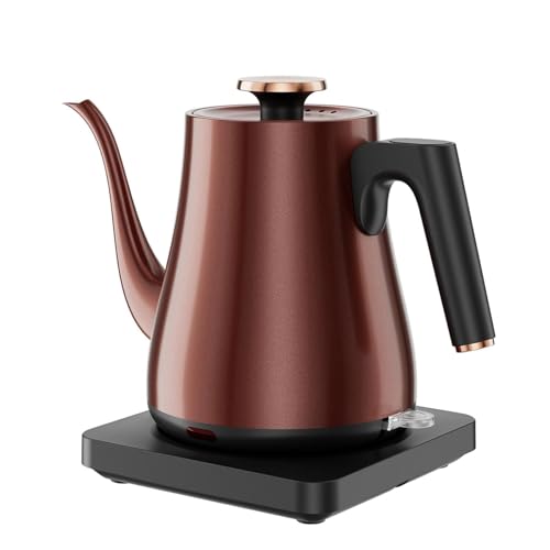 Gooseneck Electric Kettle 1.0L, 1000W, Pour Over, Vintage Copper | 304 SS, Auto Shut-Off, BPA-Free, For Pour Over & Tea, Vintage Style - color: Dark Copper